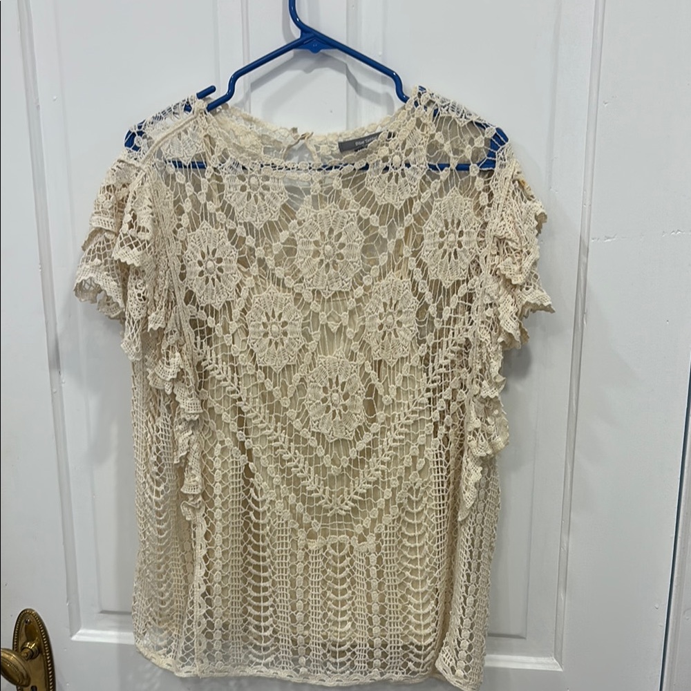 Cream Embellished Ruffled Blouse